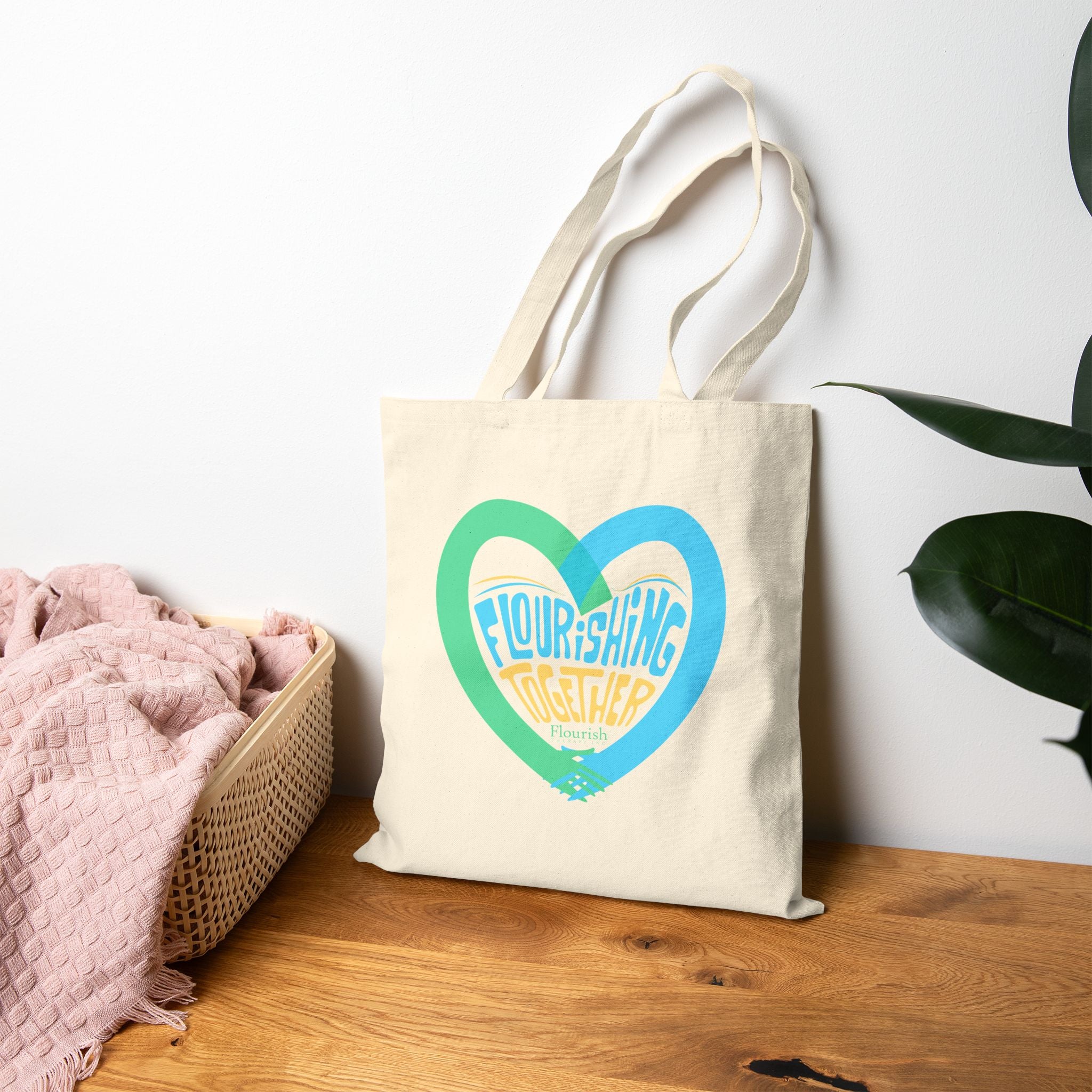 Heart Hands Flourishing Together Natural Tote Bag – Flourish Therapy Collection